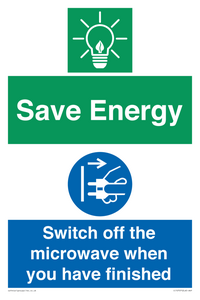 Save energy. Switch off the microwave when you have finished